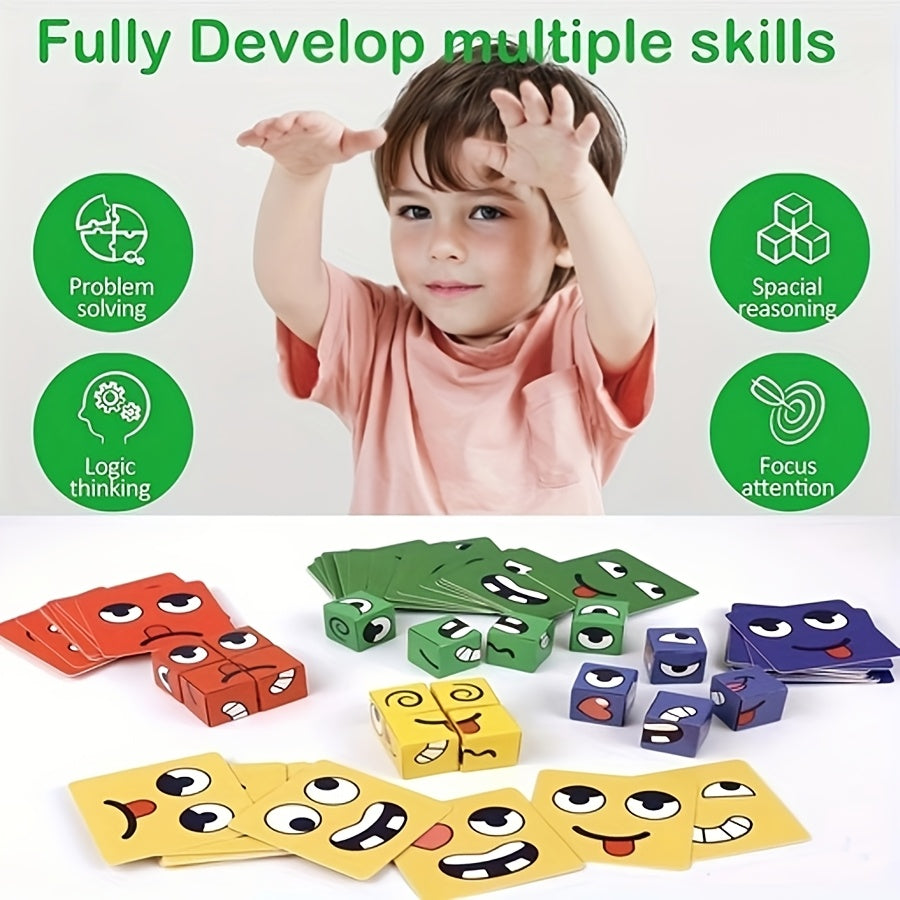 Emotie Matching Dobbelspel voor Kinderen | Educatief Tafelspel met Expressieve Blokken & Bel, Voor Leeftijd 3-8 Jaar, Perfect Cadeau voor Kerst & Nieuwjaar