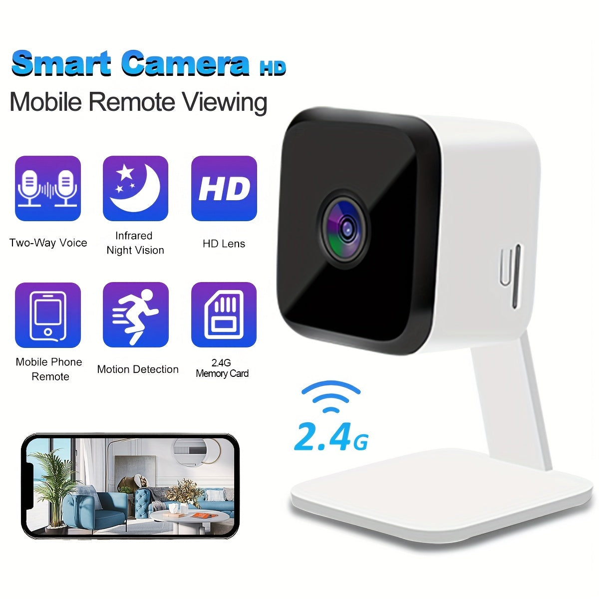 HD Slimme Camera | Draadloos met Twee-Weg Spraak & Nachtzicht | App voor Afstandsbediening via Smartphone | Huisbeveiliging Cadeau voor Ouders