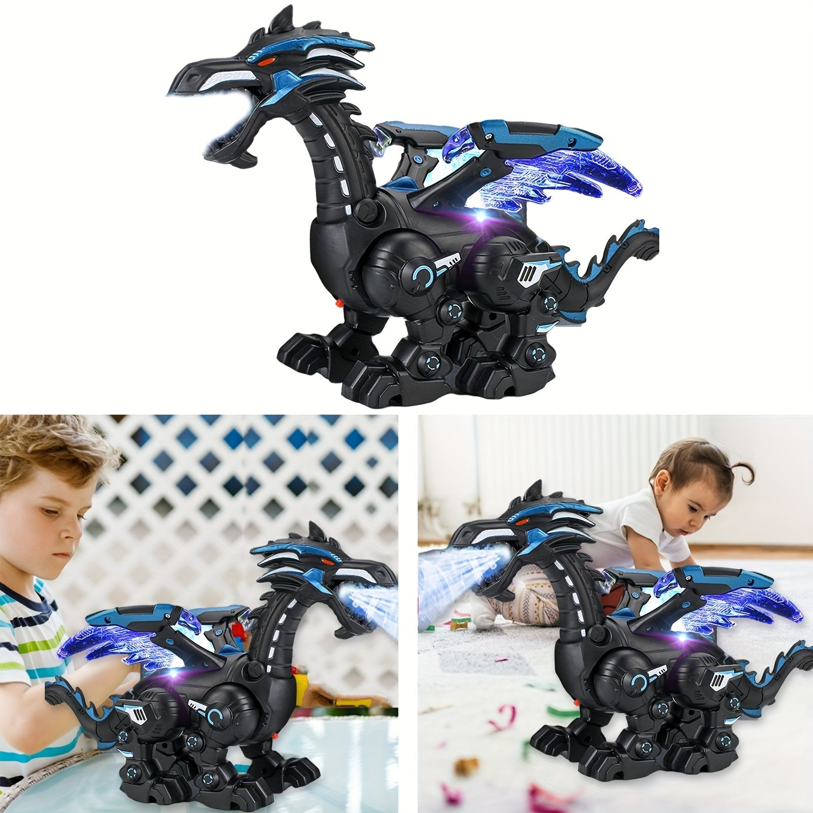 Elektrische Spray Mechanische Dinosaurus 'S Mechanische Oorlogsdraken die Vuur Kunnen Spuwen Dinosaurus Speelgoed Simulatiemodel, Perfect voor Halloween, Kerst en Verjaardag Cadeaus