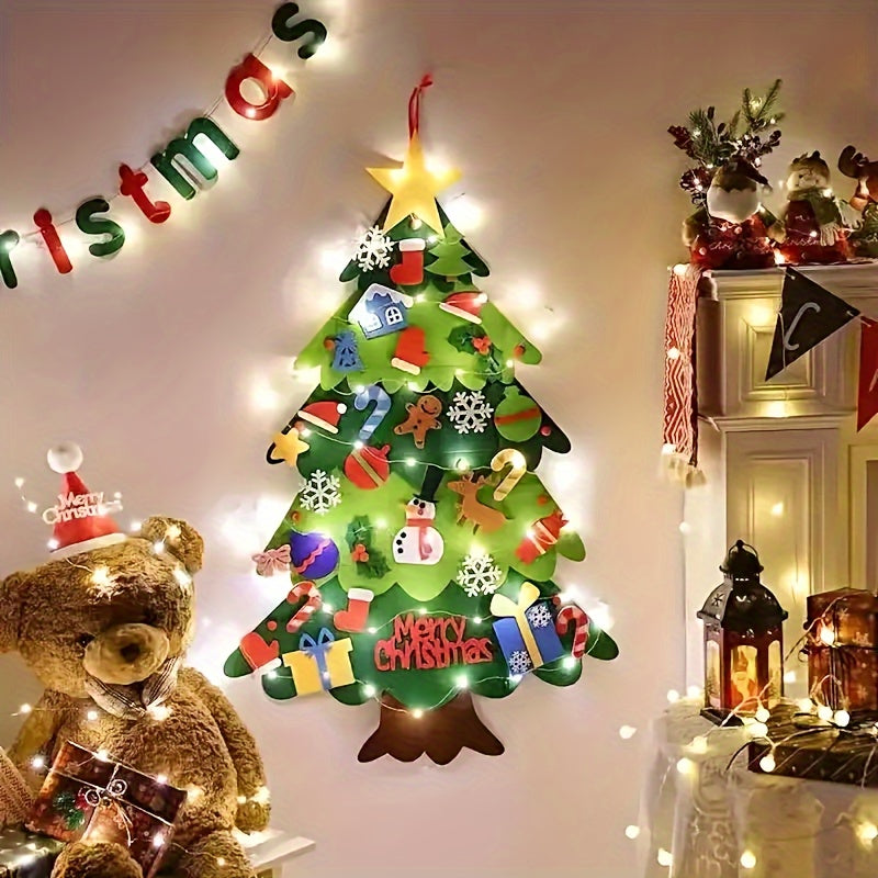 DIY Vilt Kerstboom met Ornamenten | Muurdecoratie Knutselset voor Kerstmis