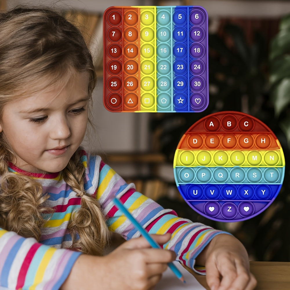 2-in-1 Cijfers & Letters Fidget Toys | Educatief Bubbelspel voor Peuters (Vierkant + Cirkel)