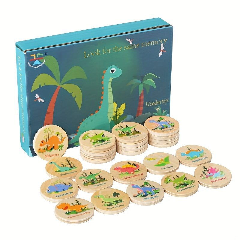 Houten Dinosaurus Geheugenspel | Educatief Matchingspel met Houten Fiches