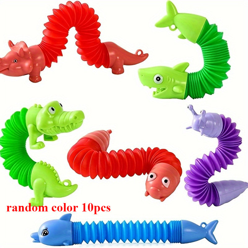10-delige Dier Pop Tubes Sleutelhanger | Sensorisch Speelgoed & Party Favor