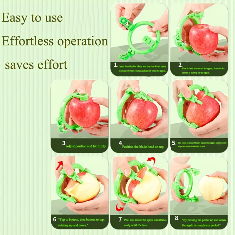 1pc RZSYZH Creative Fruit Peeler - 304 Stainless Steel Quick Peel Design, Ergonomic Handle for Apples, Potatoes & More - Fun Kitchen Gadget for Home Use, Compact Kitchen Tool, Durable Kitchenware