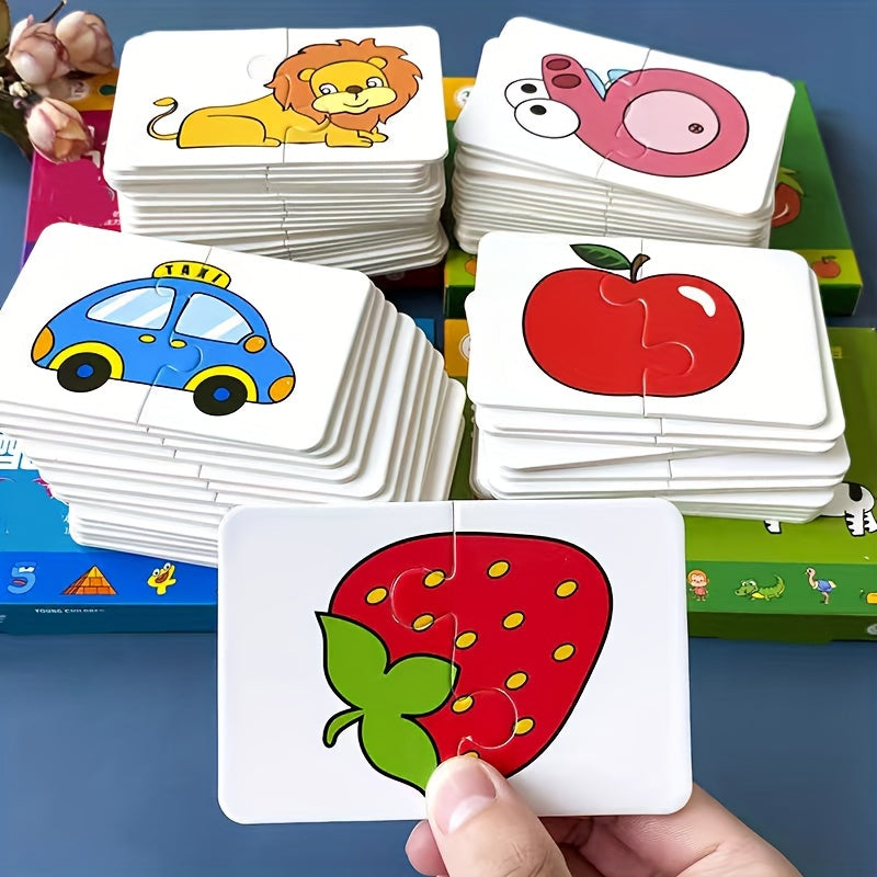 Educatieve Puzzelkaarten Set | Jigsaw Matching Game | Cognitieve Ontwikkeling | Geen Batterijen Nodig | Papier