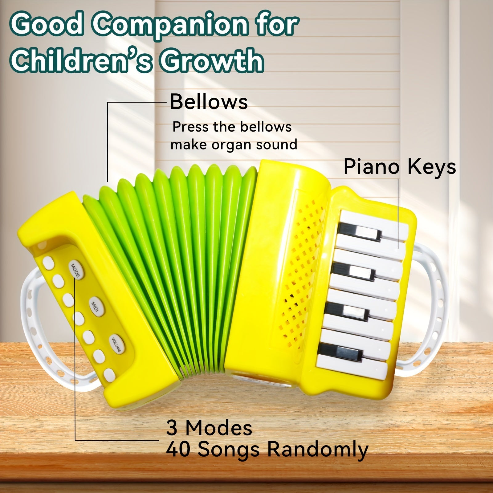 Kinderaccordeon speelgoed - 12-toetsen keyboard, 3 speelmodi, kerstcadeau