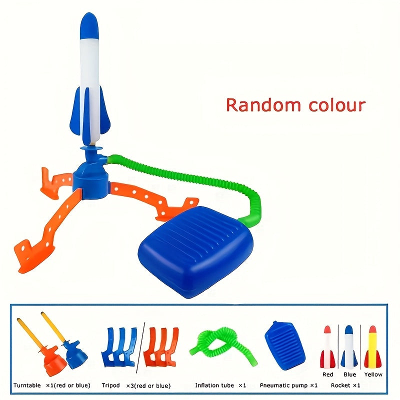Raket Lanceer Speelset voor Buiten | Pedaal Raket met Kleurrijke Projectielen – Interactief Speelgoed Cadeau voor Jongens & Meisjes
