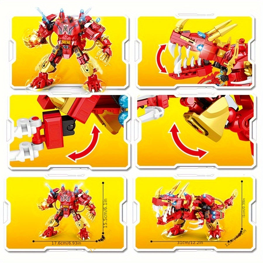 Mechanische Dinosaurusridder - Dubbele Modus Transformatie - Doe-het-zelf Educatief Bouwpakket - Halloween & Kerstcadeau