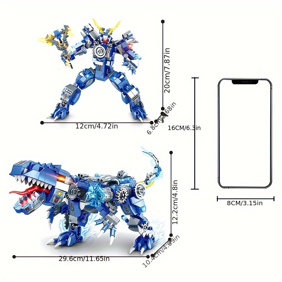 Mechanische Dinosaurusridder - Dubbele Modus Transformatie - Doe-het-zelf Educatief Bouwpakket - Halloween & Kerstcadeau