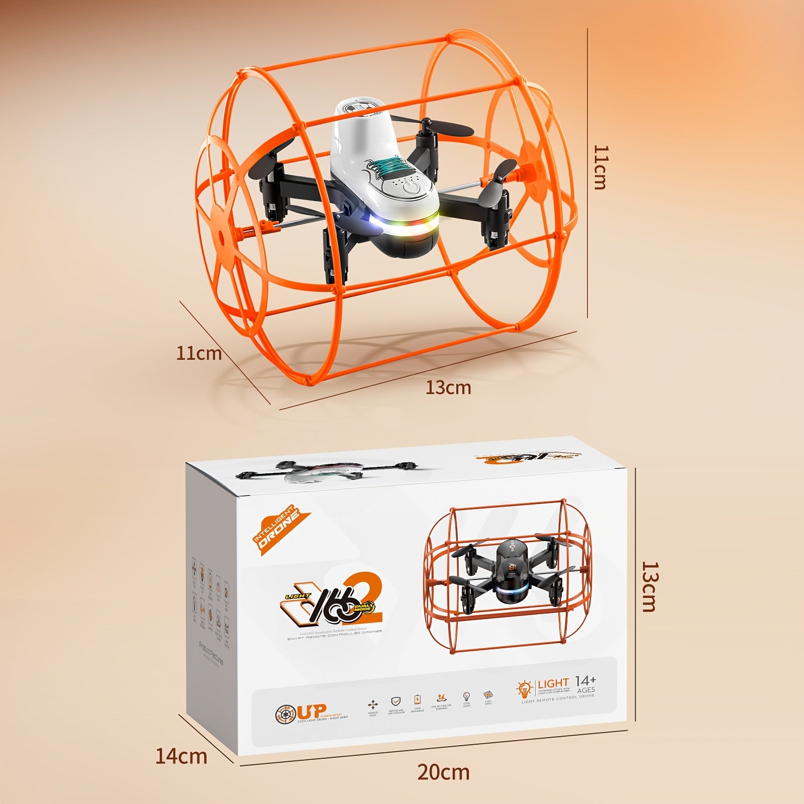 GJV DIY Drone | LED-verlichting, 3 Modi, Oplaadbare Batterij, Afneembaar, Anti-Val, Voor Beginners & Kinderen