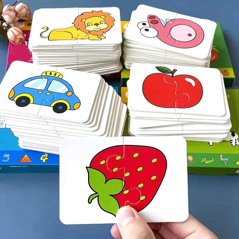 Educatieve Puzzelkaarten Set | Jigsaw Matching Game | Cognitieve Ontwikkeling | Geen Batterijen Nodig | Papier
