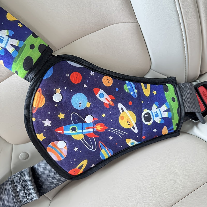 Zachte Autogordelbeschermers voor Kinderen en Baby's - 2 Stuks Gordelhoezen met Ruimte Thema voor Jongens en Meisjes - Comfortabele Gordelbescherming voor in de Auto
