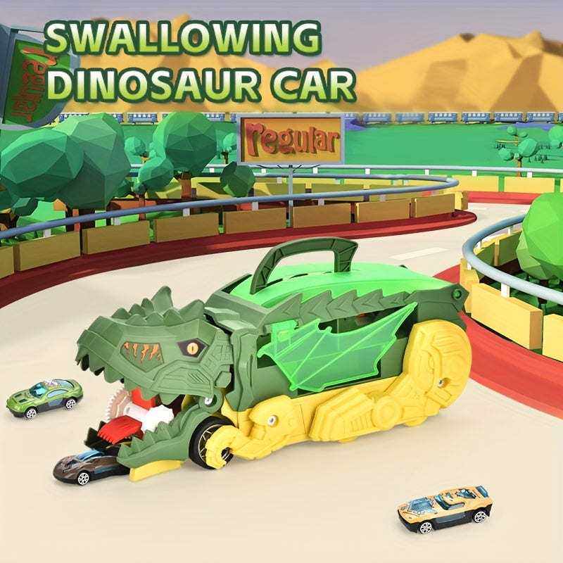 Dinosaurus Truck Speelset | T-Rex Auto Eet Speelgoed met 6 Mini Auto's | Metaal en Kunststof | Verjaardag, Halloween of Kerstcadeau