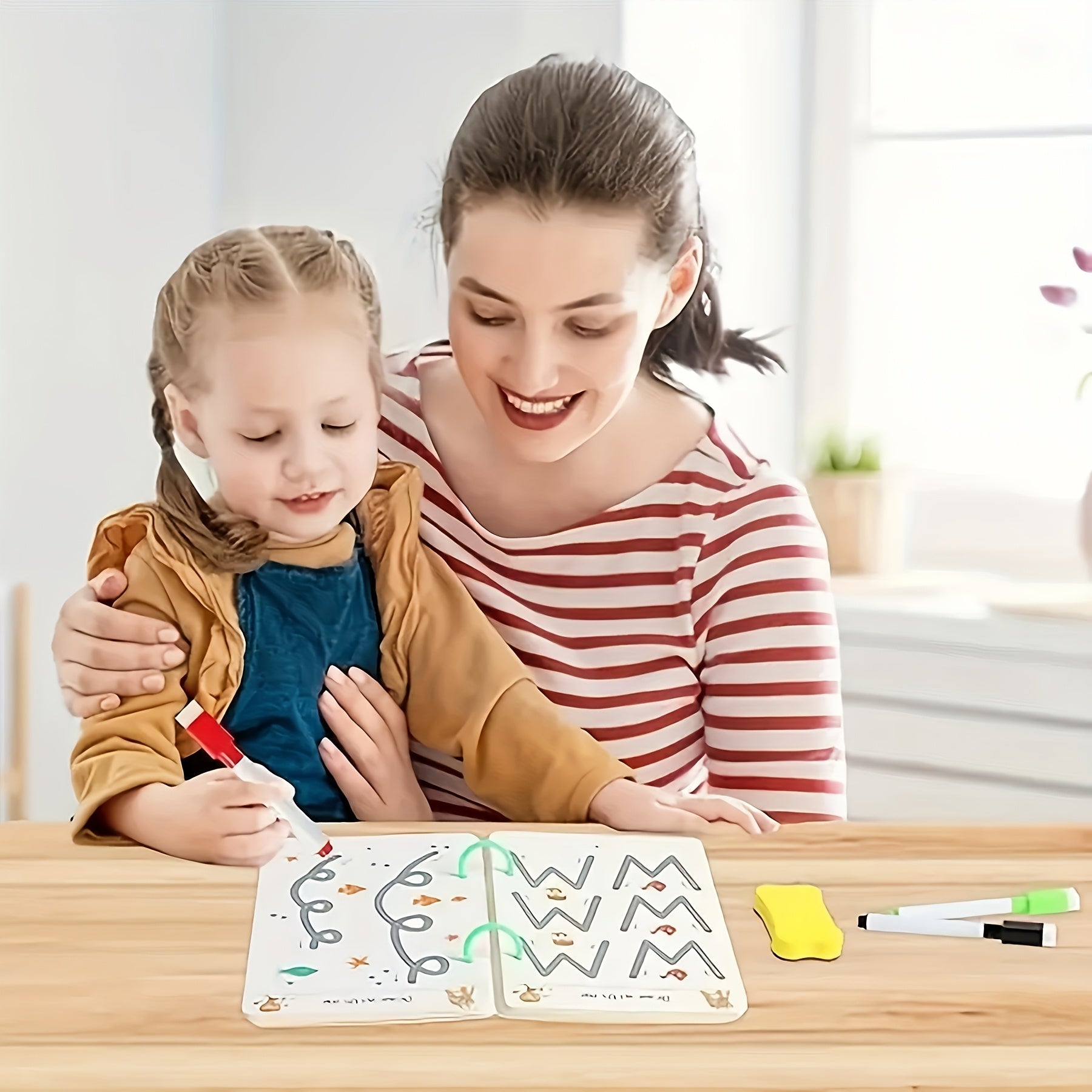 Herbruikbaar werkboek 36p | Educatief tekenboek + pennen