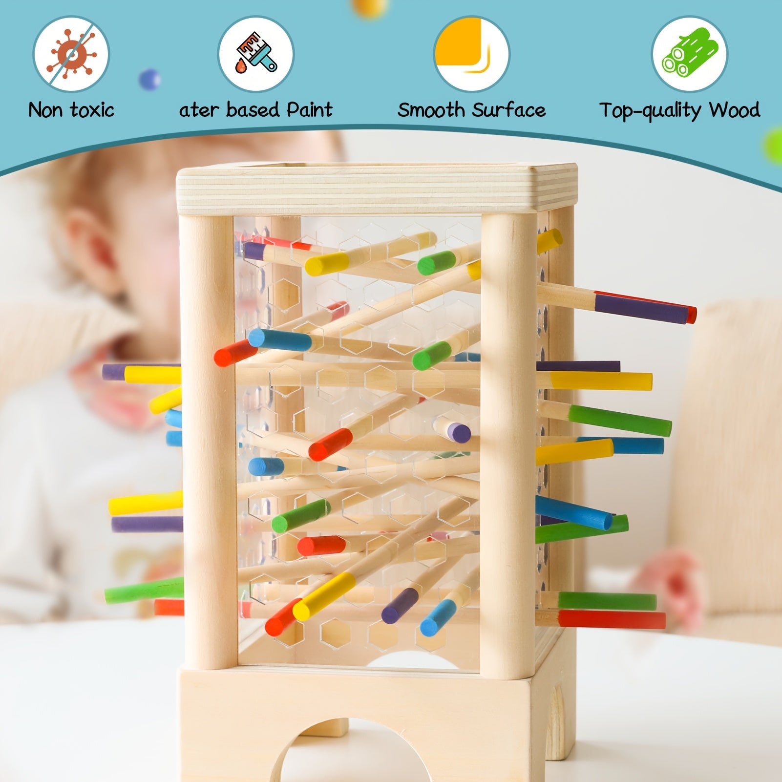 Houten Stok- en Ballenspel | Educatief Strategiespel voor Gezin (3+ Jaar)