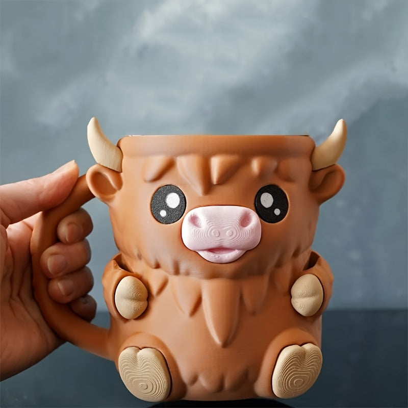 Schotse Hooglander IJsbekerhouder 3D Print - Decoratie Cadeau Voor Ijsliefhebbers - Porte-gobelet Vache Écossaise