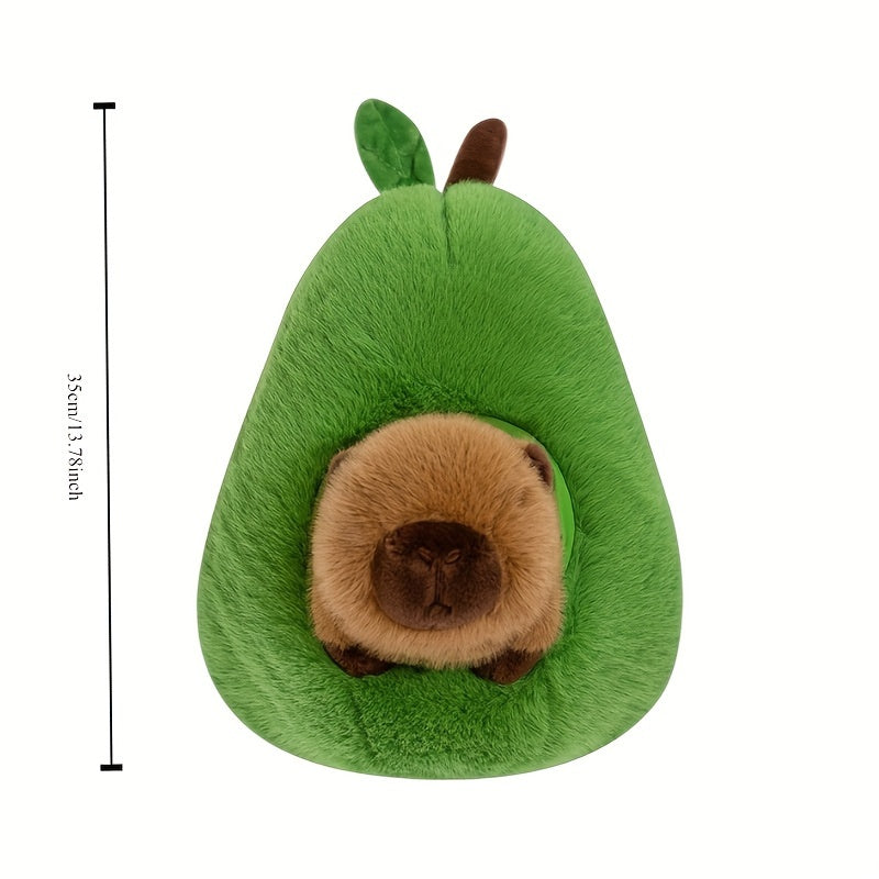 Knuffel Dier Capybara Avocado | Schattige Capybara Pop met Cadeau Sierkussen | Zacht Pluche Speelgoed voor Kinderen en Verzamelaar