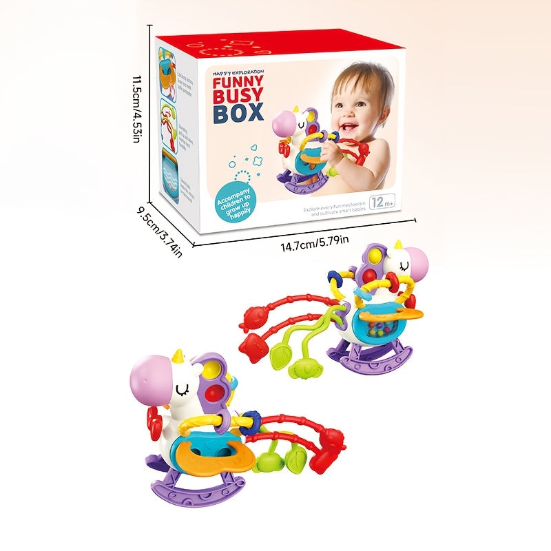 Grappige Muzikale Busy Box | Trek- en drukspeelgoed met kleurrijke geluiden en beweging. Duurzaam, geschikt voor baby's en peuters (0-3 jaar). Perfect cadeau voor Kerstmis en Nieuwjaar.
