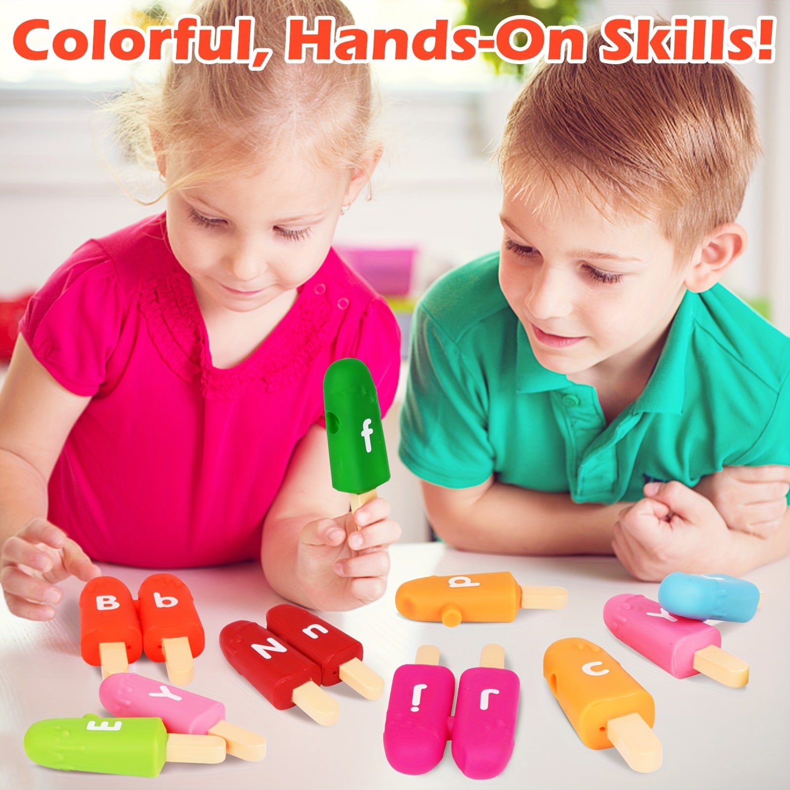 Peuter Alfabet Letters Matching Leerspeelgoed | 26 Stuks Dubbelzijdige ABC Letters | Popsicle Alphabet Match Spel | Kleur Sorting & Fijne Motoriek