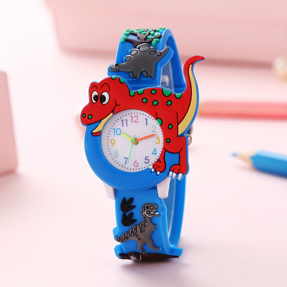 Schattig Dino Kinderhorloge | Zachte Siliconen Band, Ideaal Cadeau | Modeaccessoire | Voor Kinderen