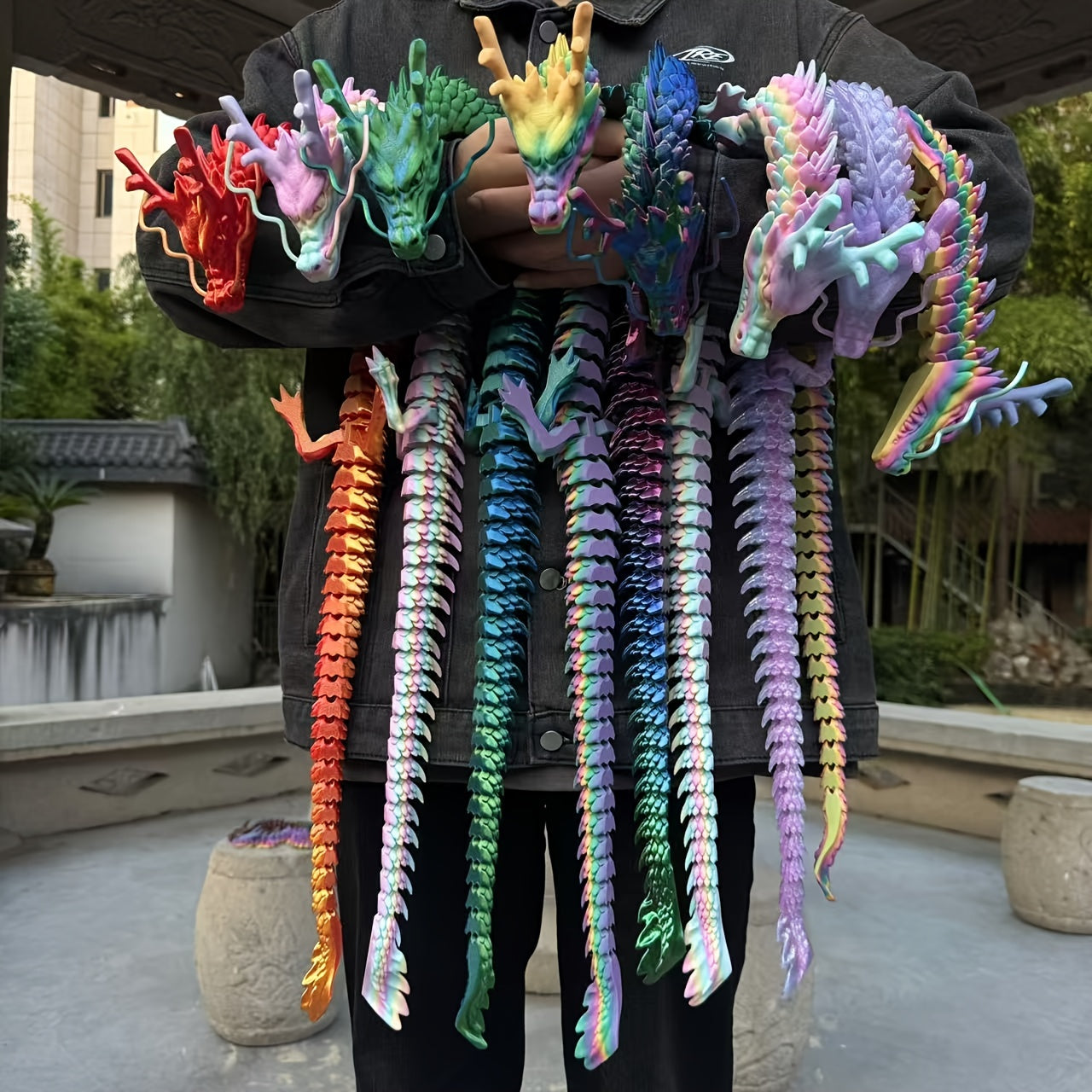 Grote 3D Drakenfiguur 35,43" - Gedetailleerd, Verzamelbare Hars Decoratie - Perfect Cadeau voor Kerst, Halloween, Thanksgiving & Pasen