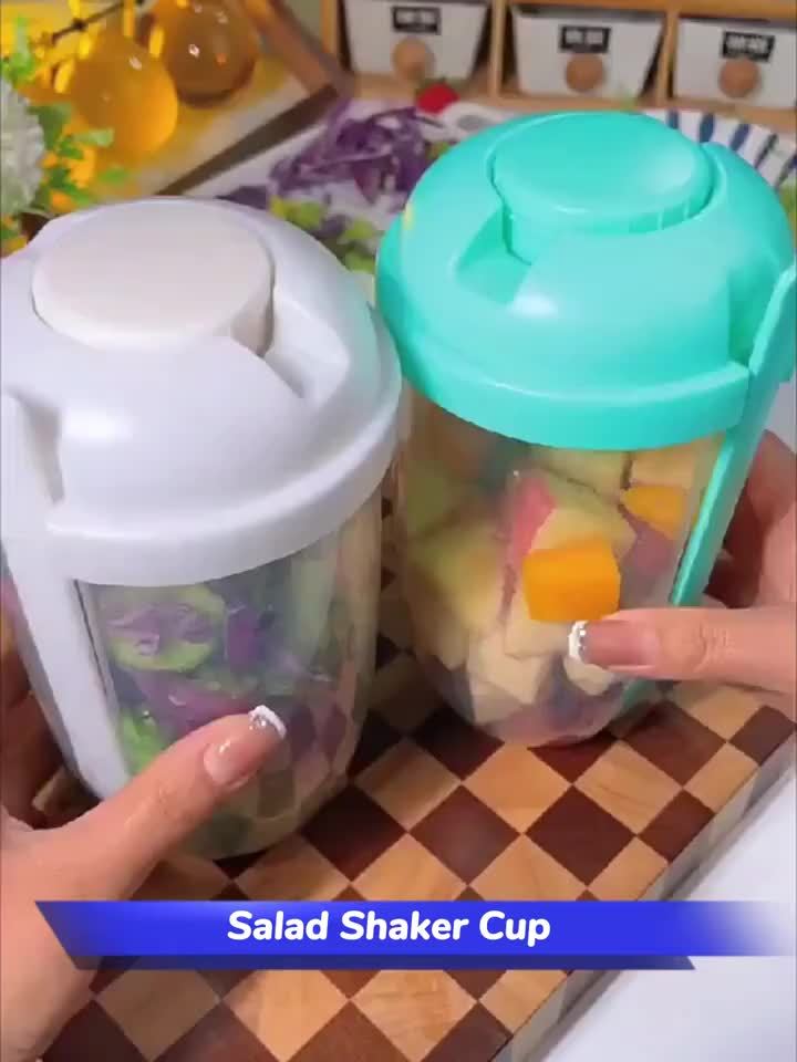 3 Stuks Saladebeker To Go Met Vork en Dressingbakje - 1000ml Gezonde Lunch Shaker Voor Onderweg