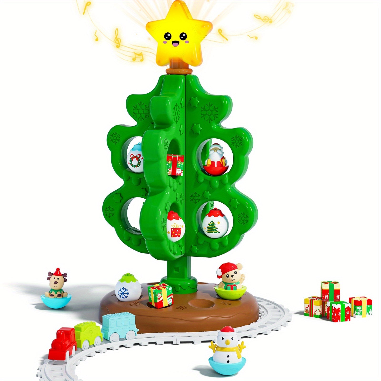 Interactieve Kerstboom Speelset voor Peuters en Kleuters - Muzikale Decorset met Roly Poly's en Mini Treinbaan voor Kinderen vanaf 3 Jaar