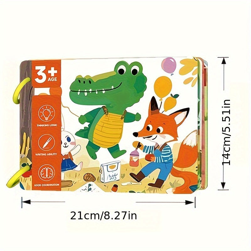 Interactief Familie Activiteitenboek | DIY Stickers | Alfabet & Dieren Herkenning | Motoriek & Leren | Duurzame Pagina’s