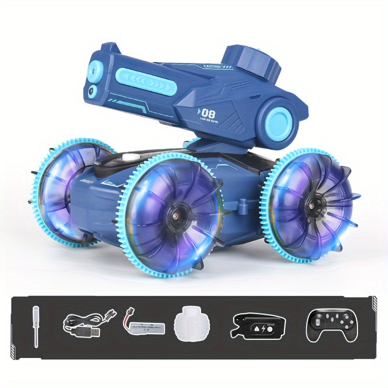 RC Auto's 360° Rotatie - Vierwielaandrijving Water Spray Amfibische Auto met Waterkanon, Gesture Sensing, LED Licht, 2.4GHz Afstandsbediening - Speelgoed voor Jongens & Meisjes, Verjaardagscadeau