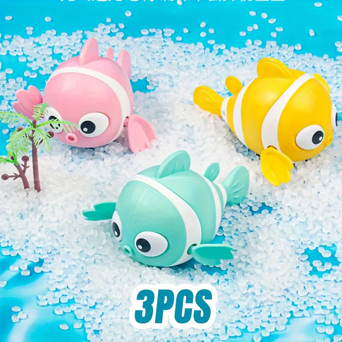 3 Stuks Water Speelgoed Clownvis – Opwindbaar Badspeelgoed voor Binnen & Buiten, Cadeau voor Kinderen