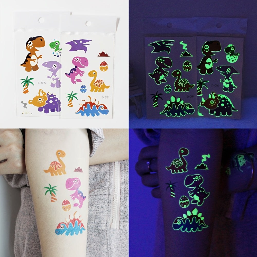 Lumineuze Dinosaurus Tatoeages | Gloeien in het Donker, Waterdichte Verjaardags- en Halloween Tatoeages