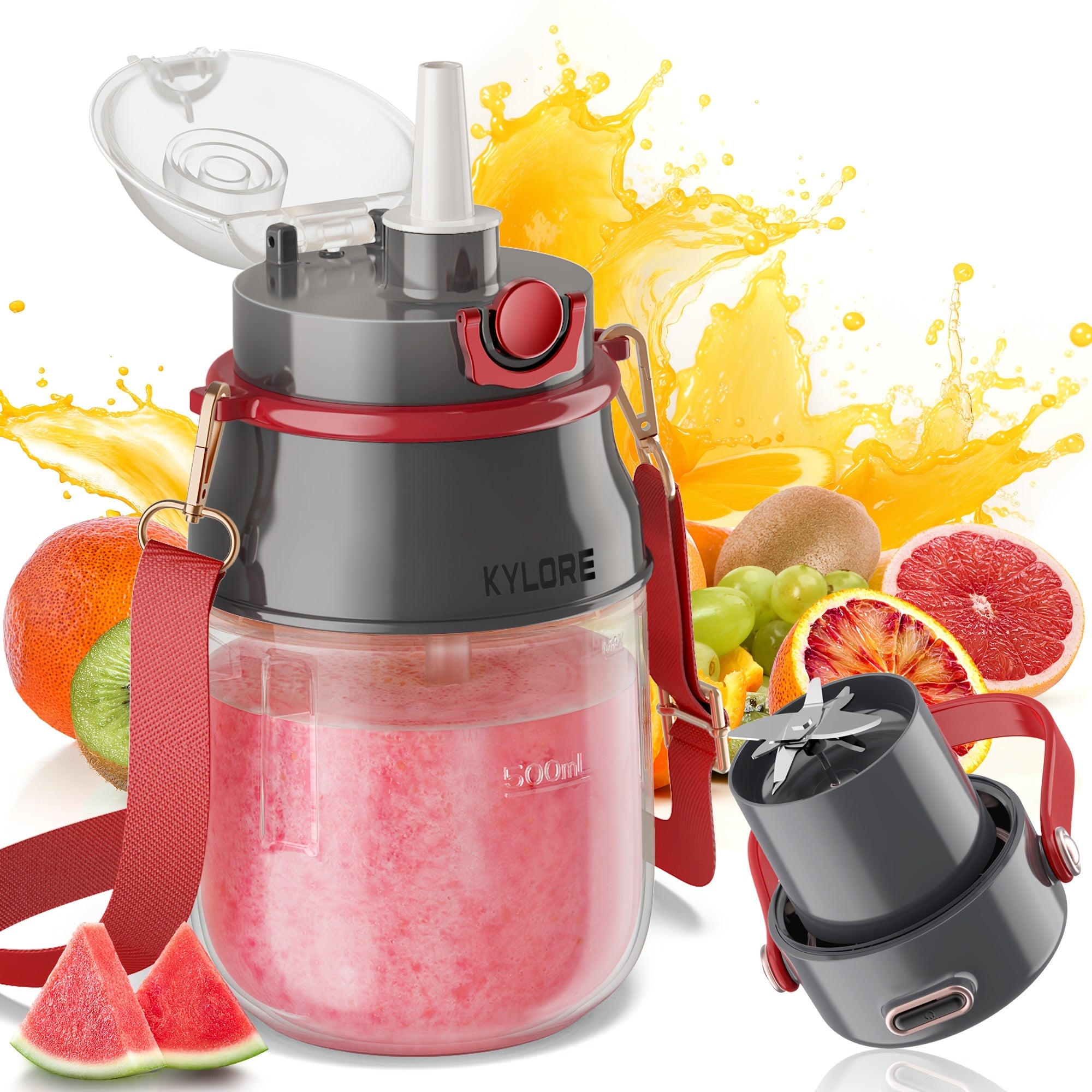 Draagbare Blender en Smoothiemaker met Schouderband - USB Oplaadbare Mini Blender voor Sportschool en Reizen - Persoonlijke Smoothie Beker
