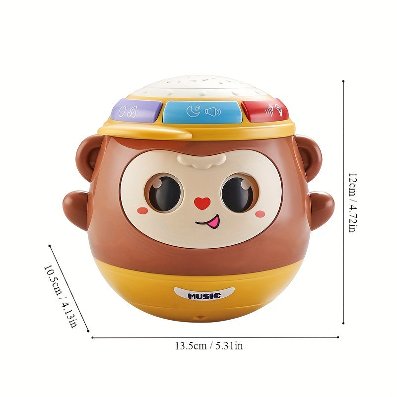 Monkey Hand Drum Speelgoed met Licht en Muziek | Multifunctioneel Ritme Projectie Speelgoed voor Vroege Educatie | Perfect Cadeau voor Halloween en Kerst