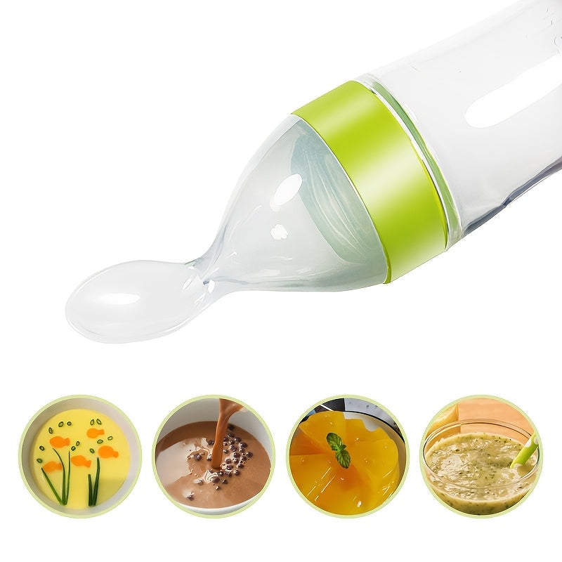 Silicone Baby Voedingsfles met Knijplepel, Multifunctioneel voor Melk, Voedingssupplementen, Geneesmiddelen - Verkrijgbaar in Wit, Blauw, Groen, Felroze
