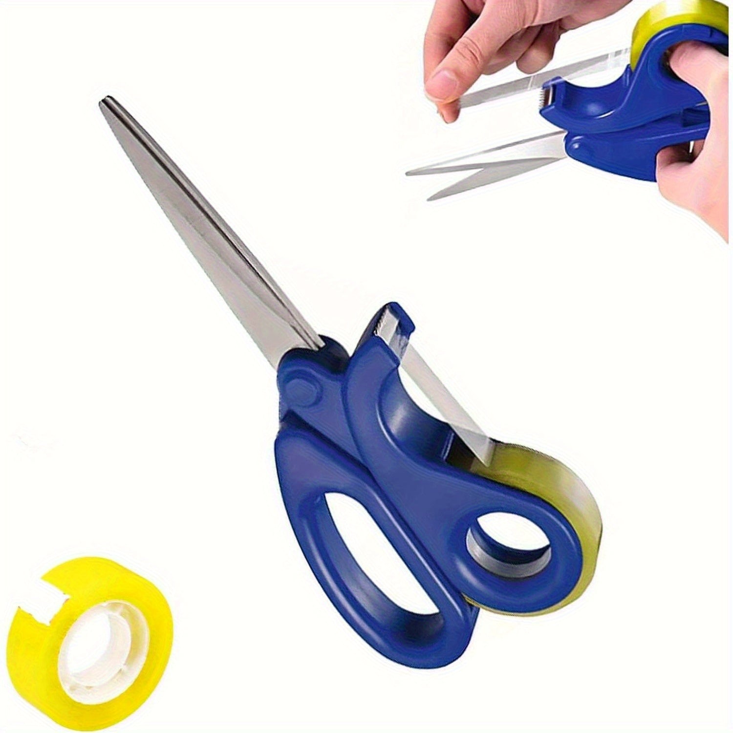 2-in-1 Schaar met Plakbandhouder - Handige Cadeaupapier Snijder voor Kantoor, Knutselen en Inpakken - Duurzaam Metalen Ontwerp