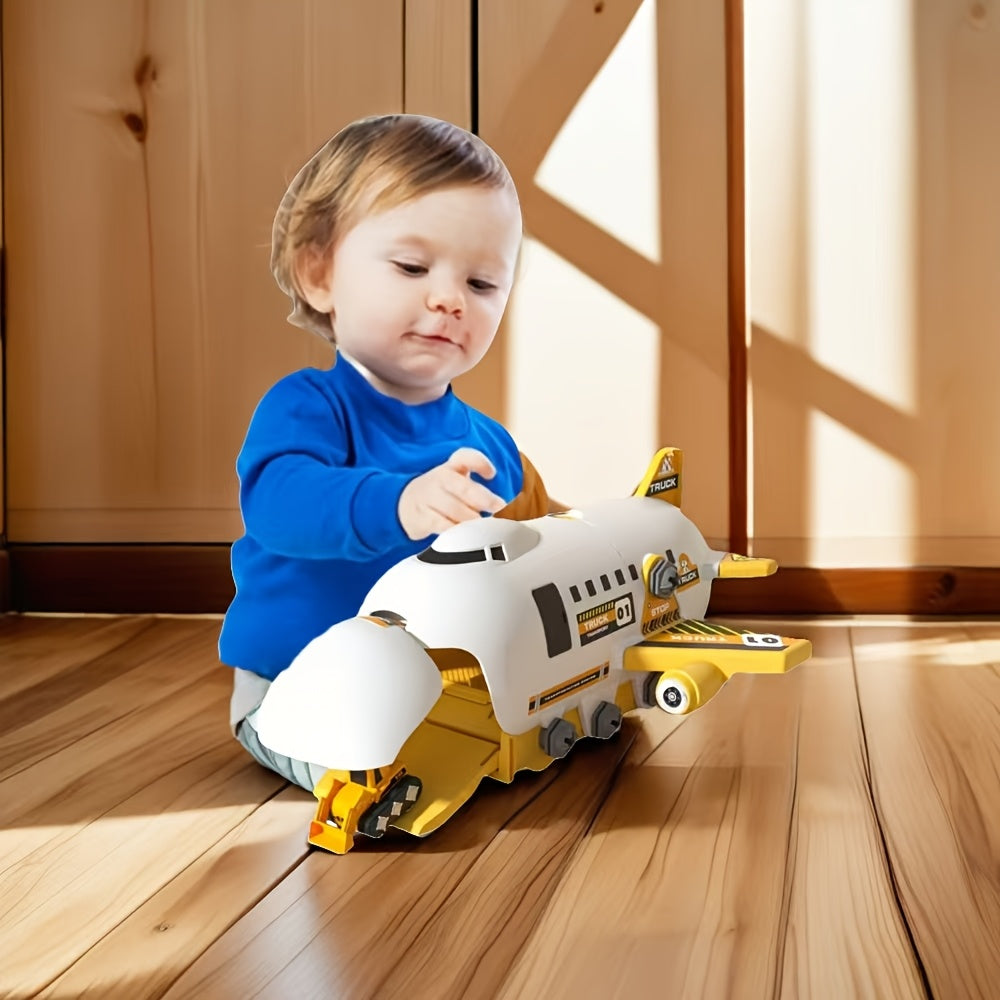 Transformeerbaar Vliegtuig & Bouwvoertuigen Speelset | Educatief STEM Speelgoed voor Kinderen vanaf 3 Jaar