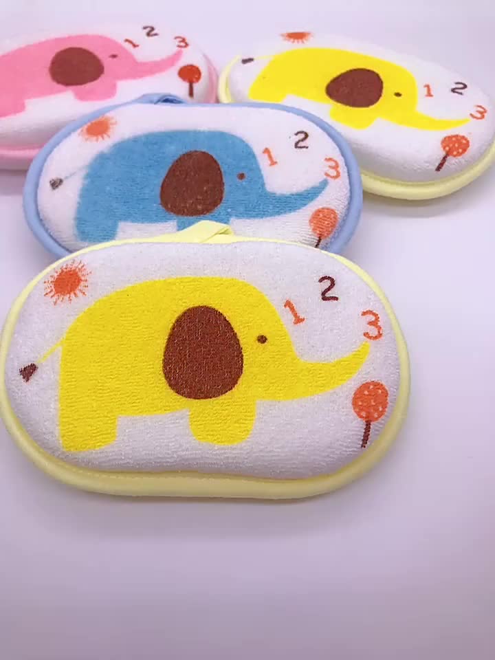 Kinder Katoenen Douche Bad Spons | Cartoon Olifant Lichaam Wasborstel Zacht Voor Baby en Peuter