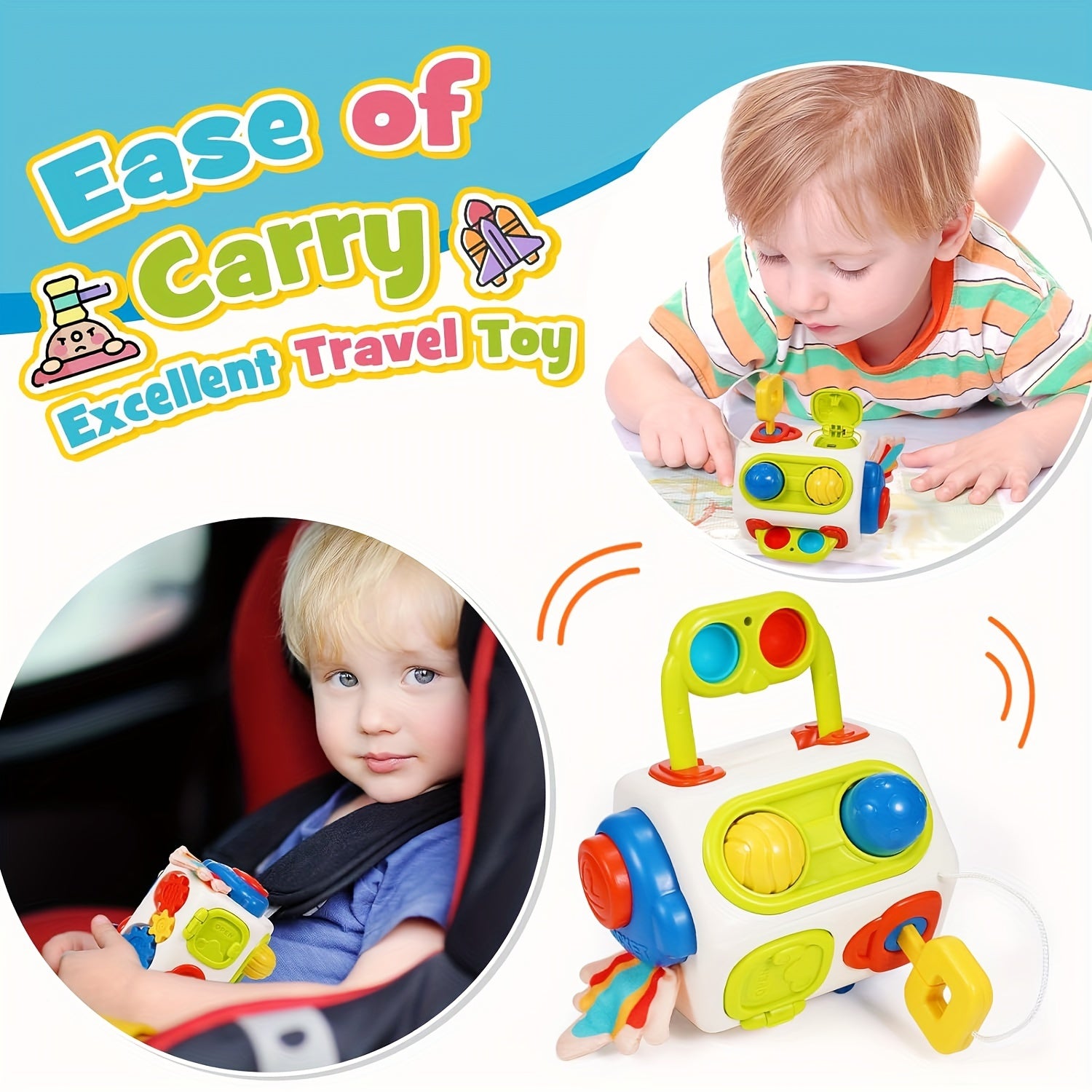 10-in-1 Activiteitenkubus | Montessori Sensorisch Activiteitenbord voor Peuters Educatief Reis Speelgoed voor Jongens & Meisjes