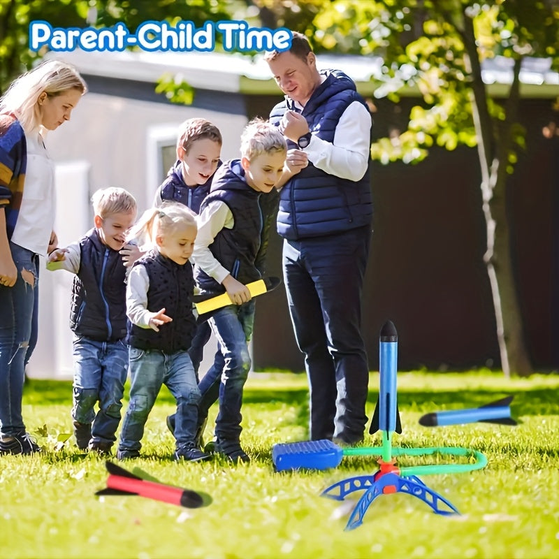 Raket Lanceer Speelset voor Buiten | Pedaal Raket met Kleurrijke Projectielen – Interactief Speelgoed Cadeau voor Jongens & Meisjes