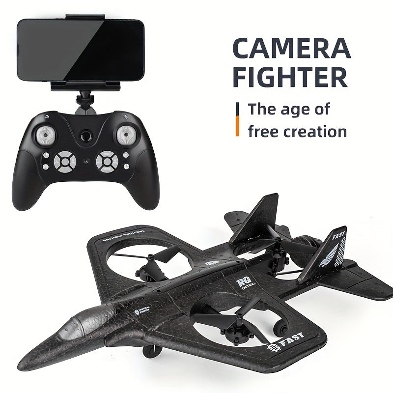 RC Vliegtuig 2.4GHz 4CH met Camera | Foam Fighter Jet met 3D Flip, Altitude Hold & Headless Mode | Beginner Vliegvliegtuig voor Volwassenen & Kinderen | Cadeau voor Feestdagen