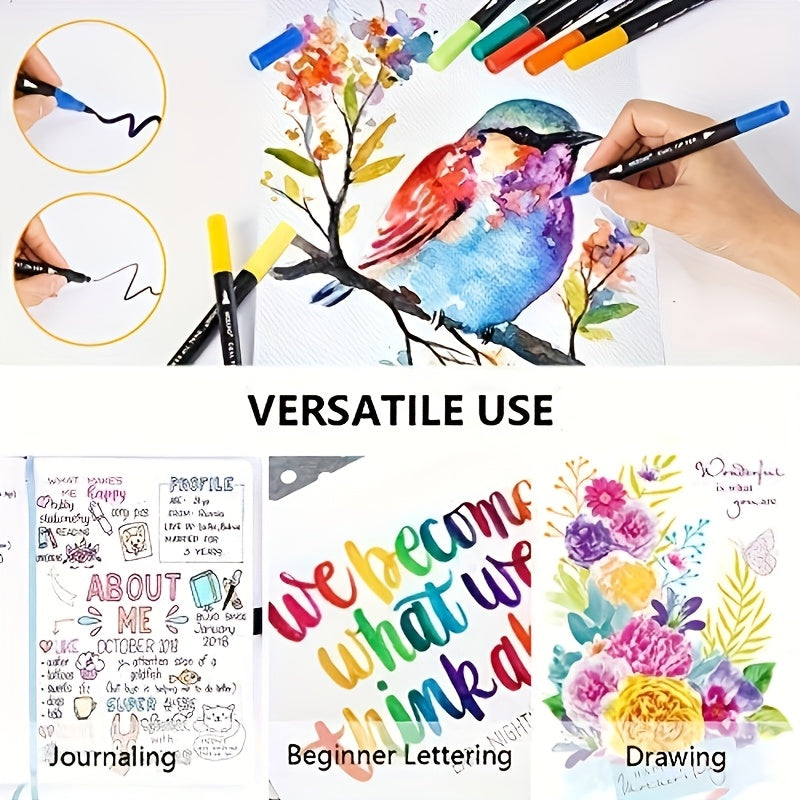 Dual Brush Art Markers Set 60-delig | Professionele Dubbele Tekenstiften voor Volwassenen – Kleuren, Bullet Journaling & Schetsen