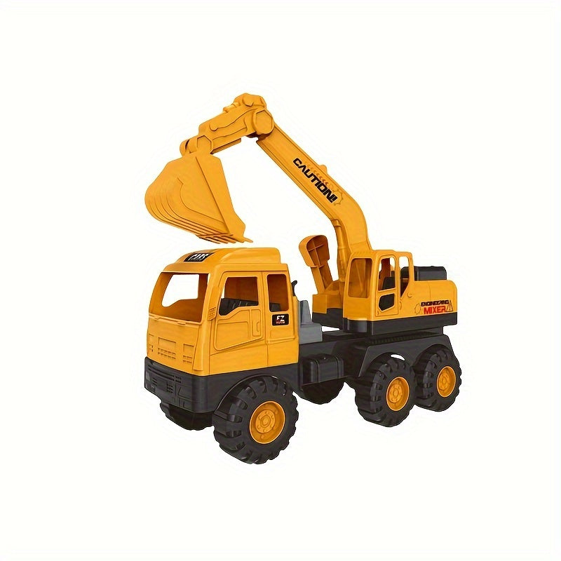 Bouwvoertuigen Set | Grote graafmachine, cementwagen en kraan – educatief constructiespel