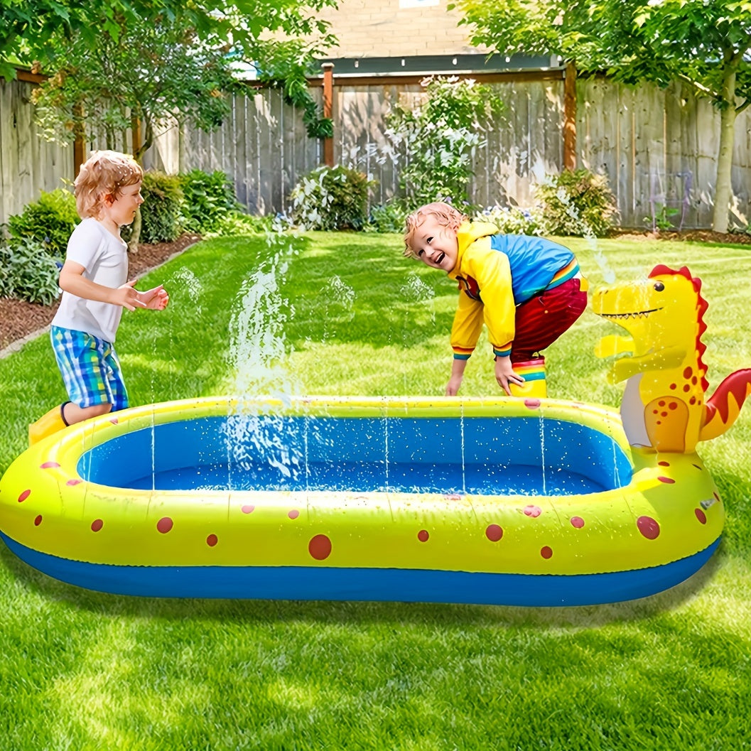 3-in-1 Opblaasbaar Kinderzwembad met Dino – Watersproeier en Plonsmat voor Zomerpret