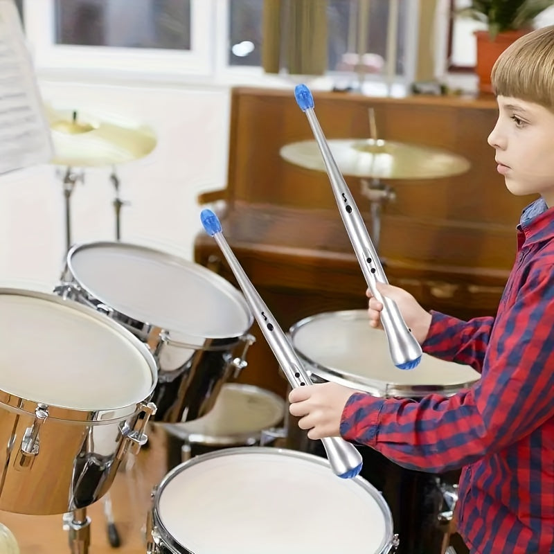 Ritme Drumstokken Speelgoedset voor Kinderen - Zilveren Air Percussie Stokken voor Jongens en Meisjes - Leuk Cadeau voor Feestjes, Halloween en Kerstmis (Maakt GEEN Geluid)