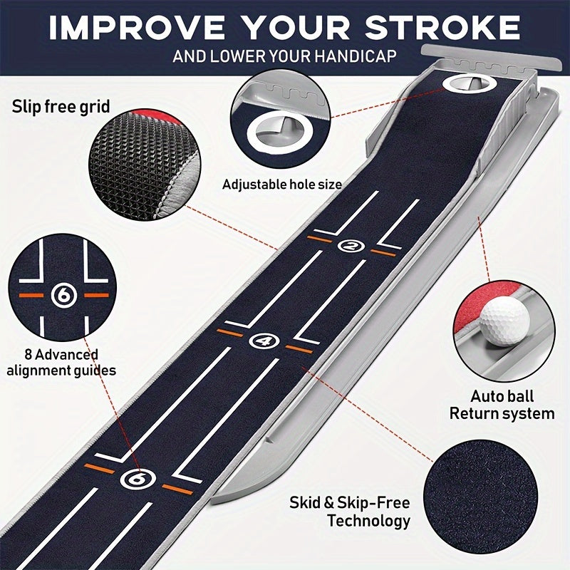 Mini Golf Putting Mat | Compacte Mat met Balterugkeer, Indoor/Outdoor Golf Accessoire