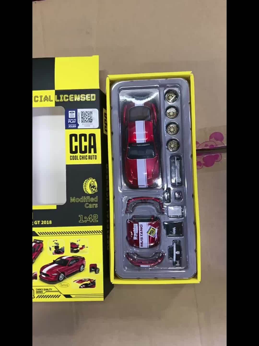 Ford Mustang GT2018-model rood 1:42 - Frictie-auto, perfect voor Kerst- en Halloweencadeaus.