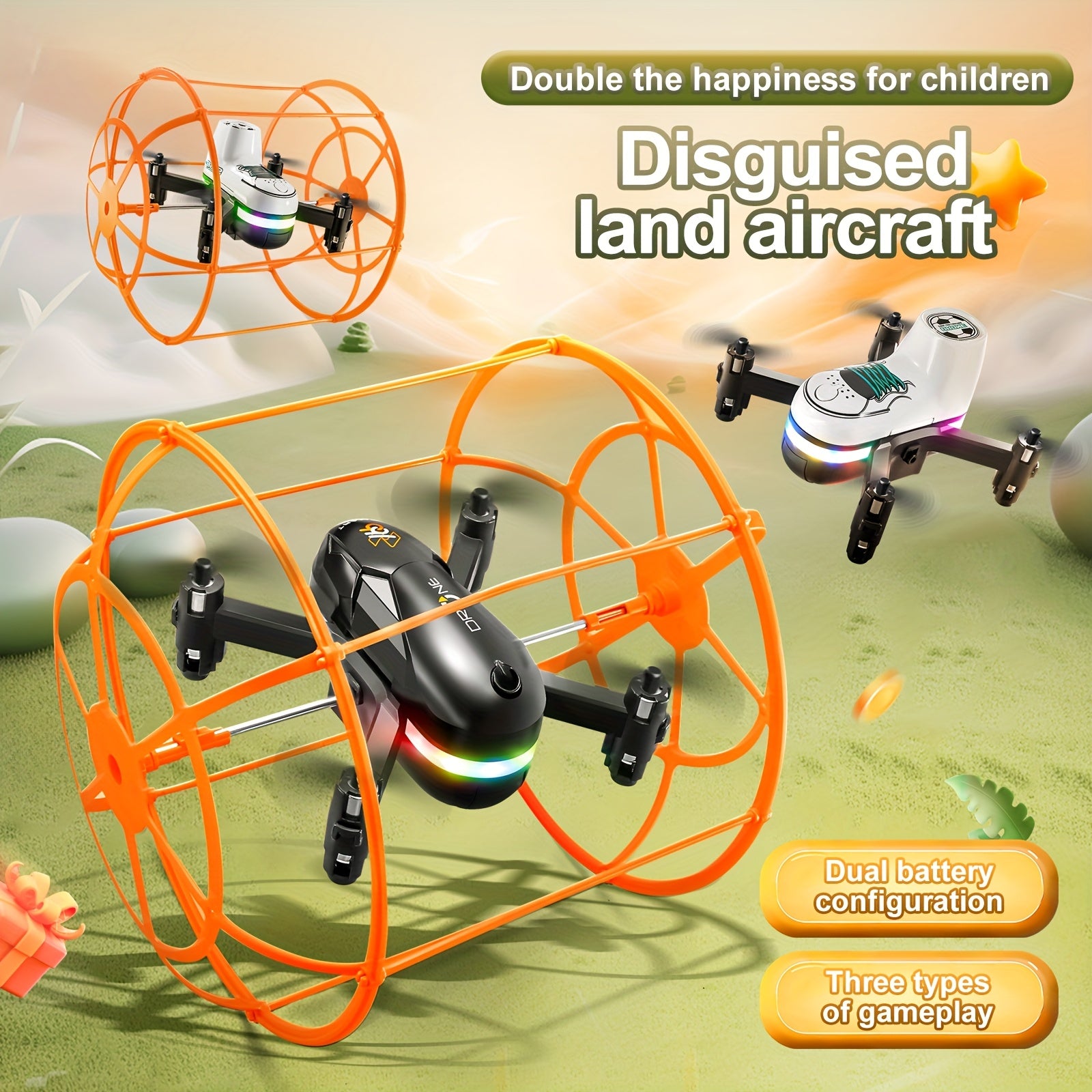 GJV DIY Drone | LED-verlichting, 3 Modi, Oplaadbare Batterij, Afneembaar, Anti-Val, Voor Beginners & Kinderen