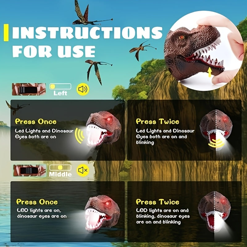 Brullende Dinosaurus LED Hoofdlamp – Oplaadbaar & Verstelbaar met Realistisch Design