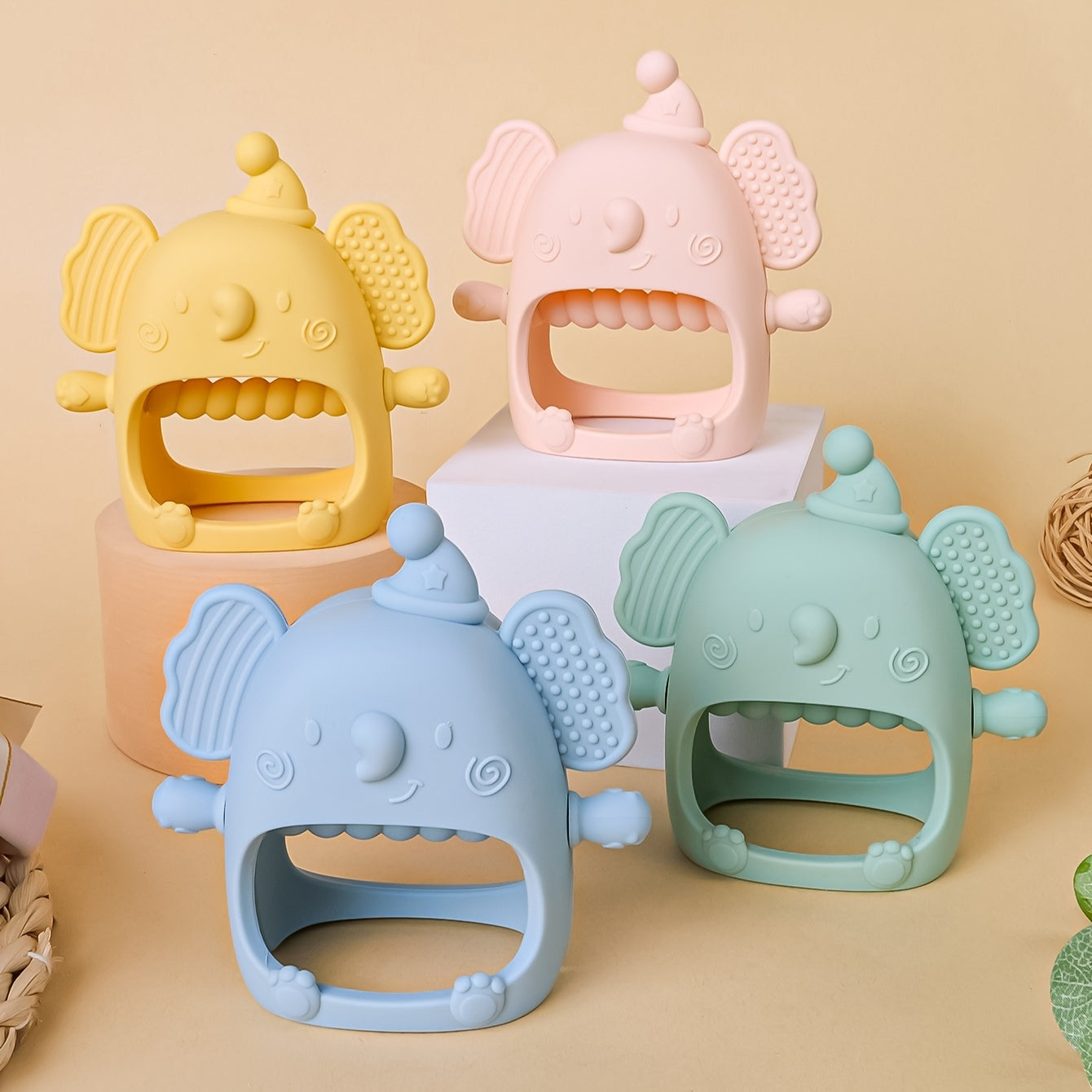 Zachte Siliconen Bijtring Mitter voor Baby's 6M+ | BPA-vrij, Antivallen, Perfecte Verzachtende Speelgoed & Cadeau voor Thanksgiving & Kerst