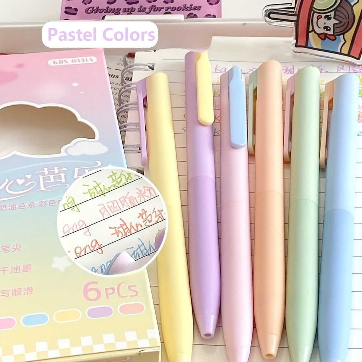 6-Delige Vintage Gelpennen Set | 0.5mm Sneldrogende Fijnschrijvers – Voor Notities, Tekenen & Schoolgebruik